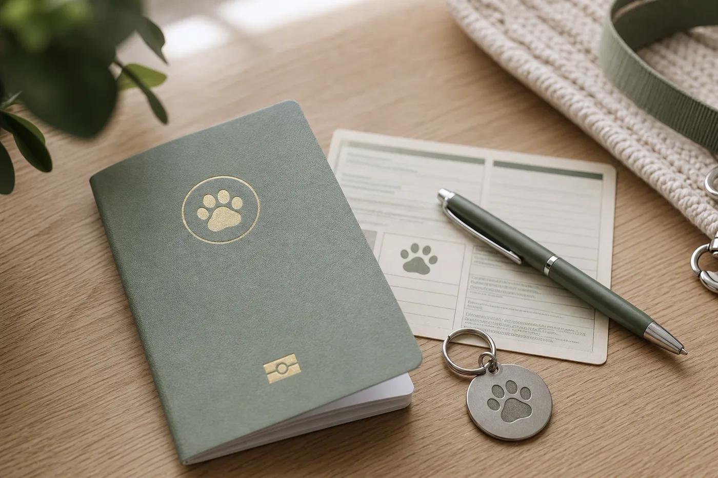 Pet emergency passport with medical details and ID information