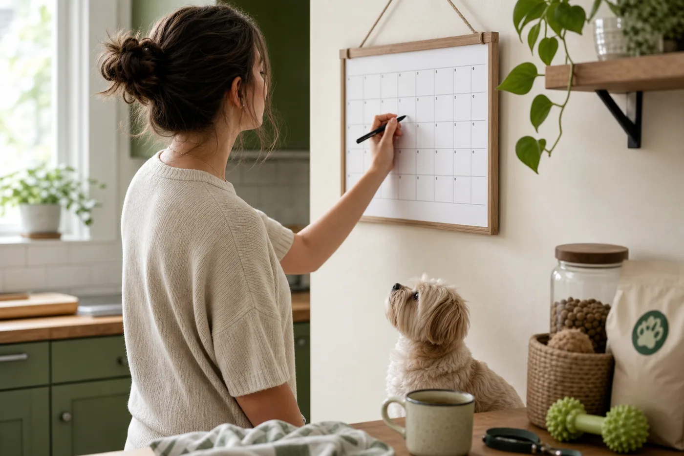 Pet vaccination and medication reminder calendar on phone